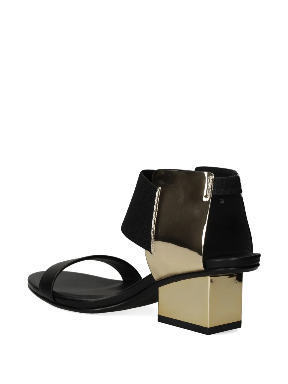 United Nude Raila Mid sandalen met metallic-effect en blokhak Zwart