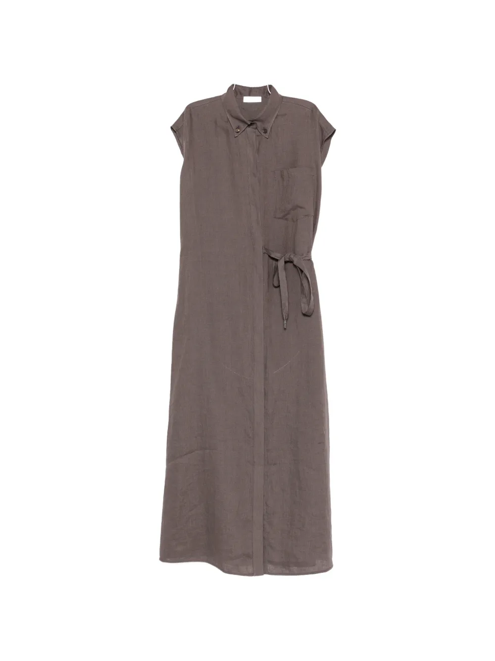 PANICALE belted sleeveless midi dress - Marrone