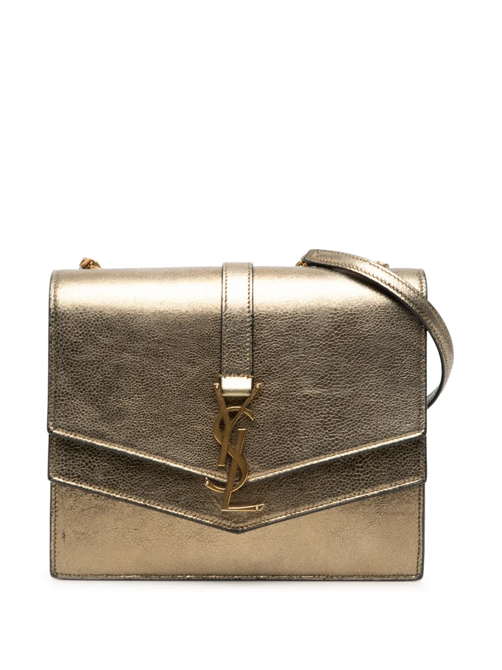 Saint Laurent Pre-Owned 2018 Medium Metallic Leather Monogram Sulpice crossbody bag - Braun