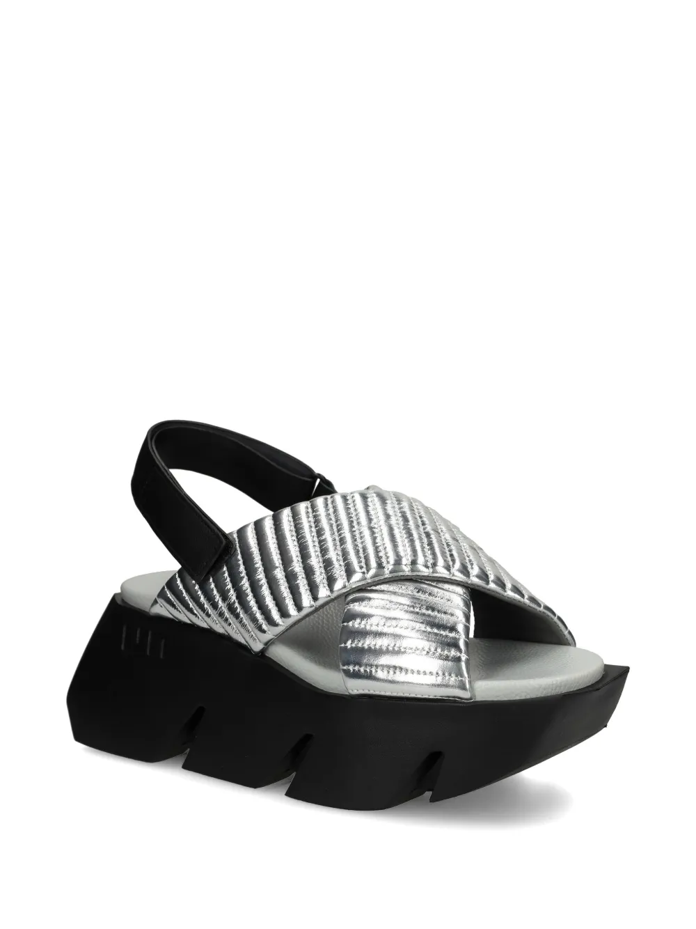 United Nude Bull Puffier gewatteerde sandalen met gekruiste bandjes Zilver