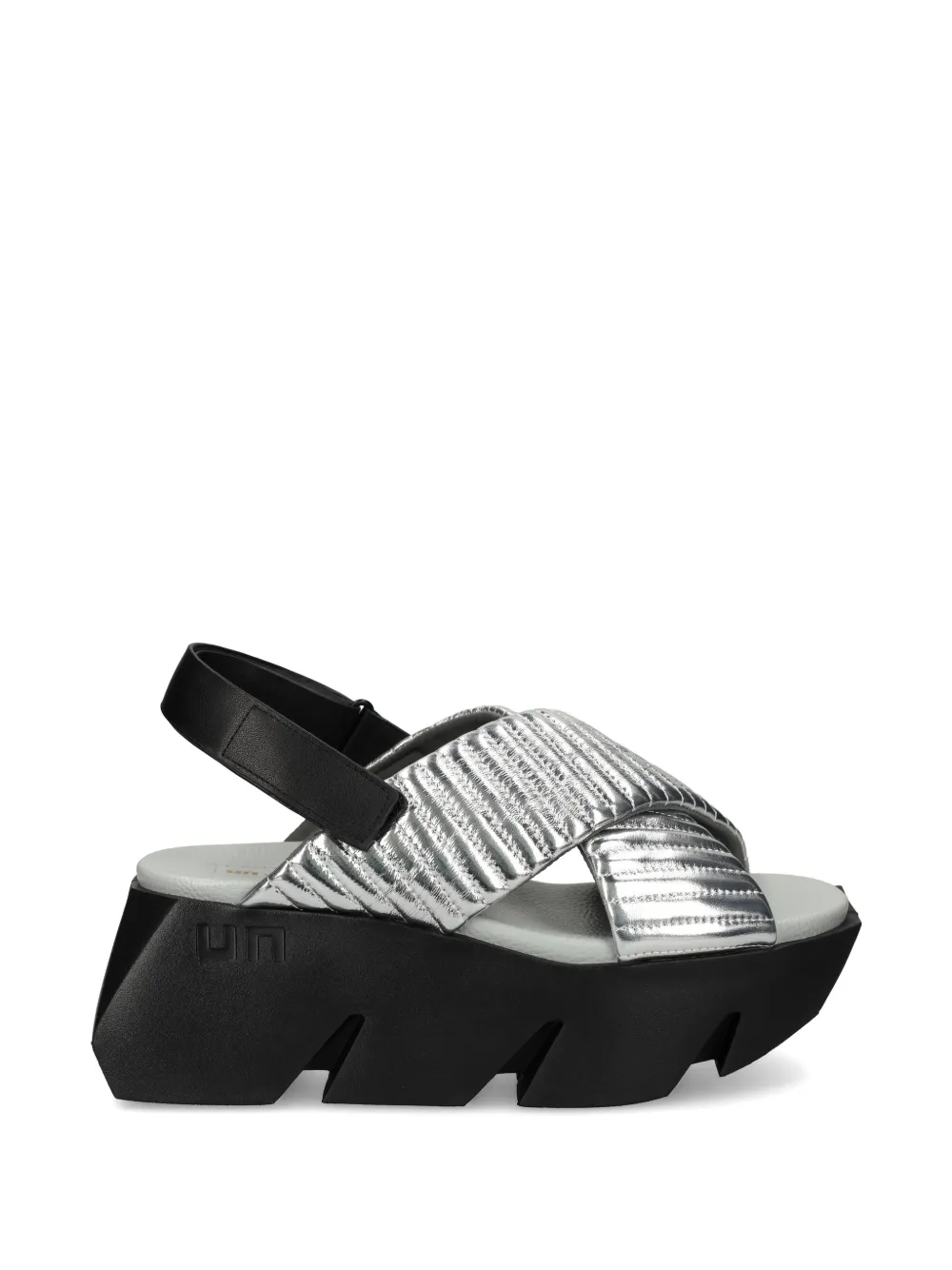 United Nude Bull Puffier gewatteerde sandalen met gekruiste bandjes Zilver