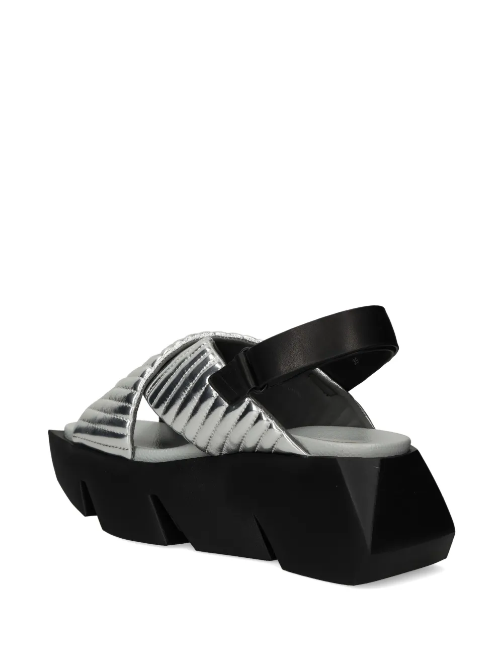 United Nude Bull Puffier gewatteerde sandalen met gekruiste bandjes Zilver