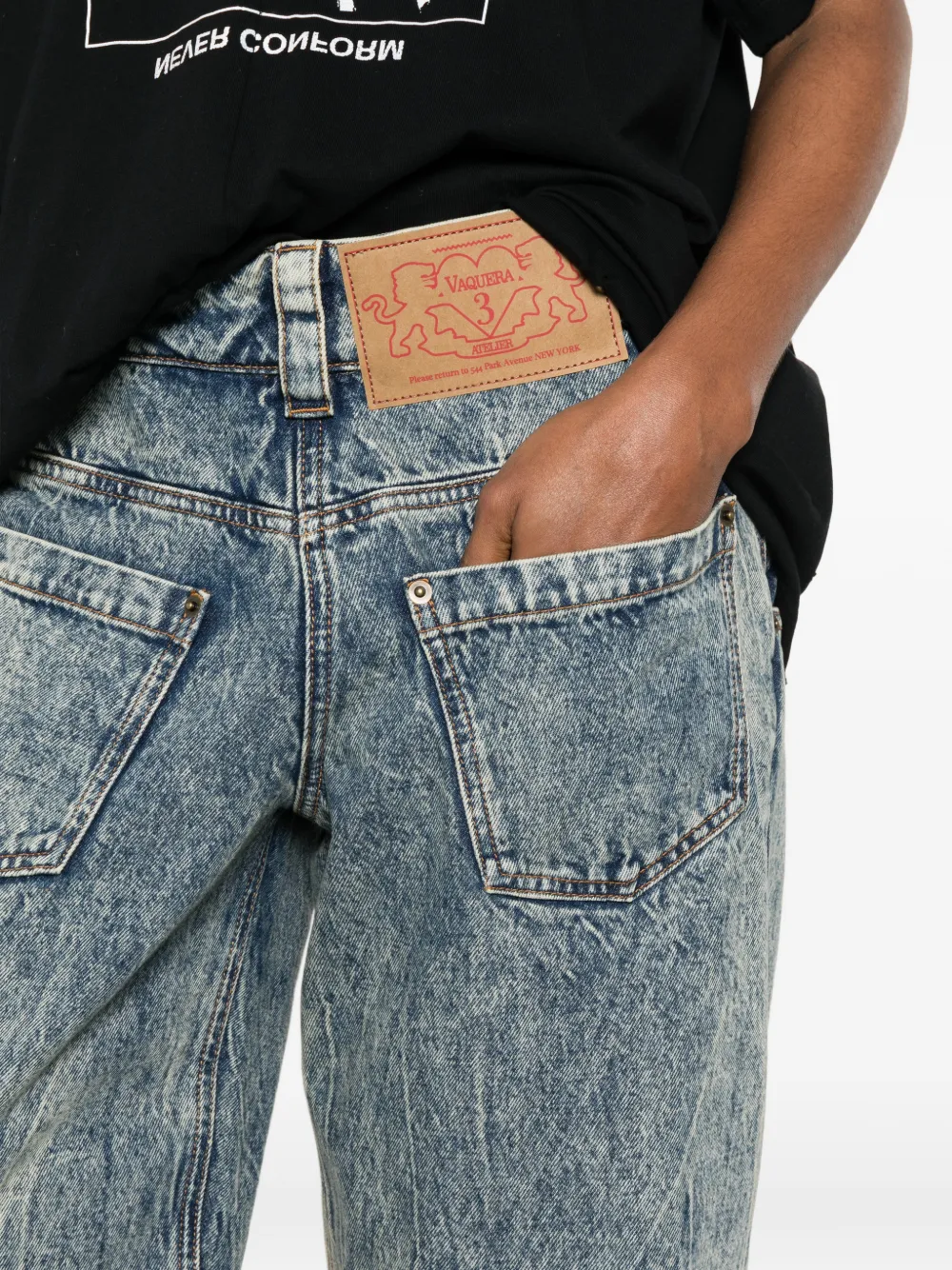 Vaquera Backwards jeans met wijde pijpen en acid wassing Blauw
