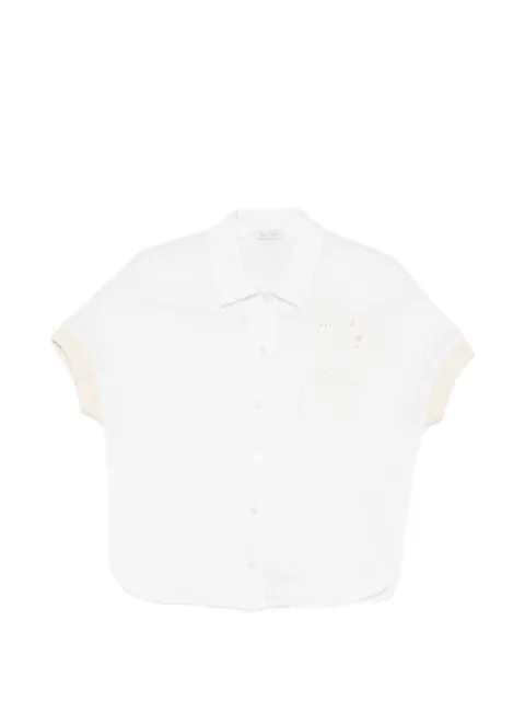 PANICALE sequin-embellished floral-embroidered shirt