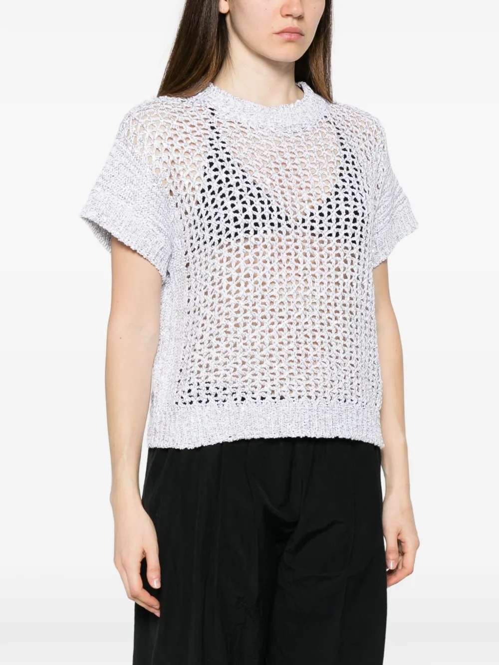  Panicale Pull En Maille Ajourée - Blanc 