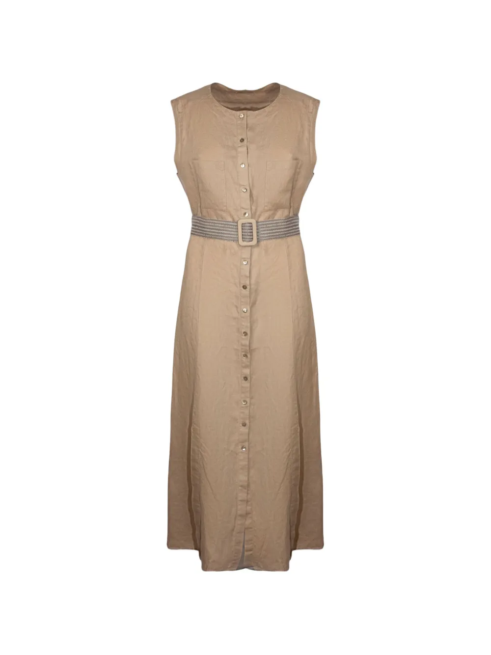 Purotatto linen sleeveless dress - Toni neutri