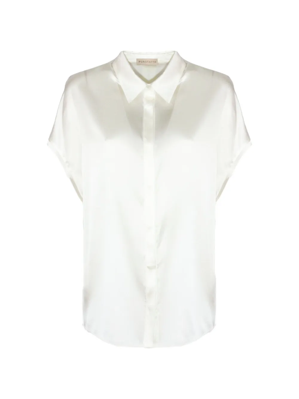 Purotatto satin-finish short-sleeve shirt - Nude
