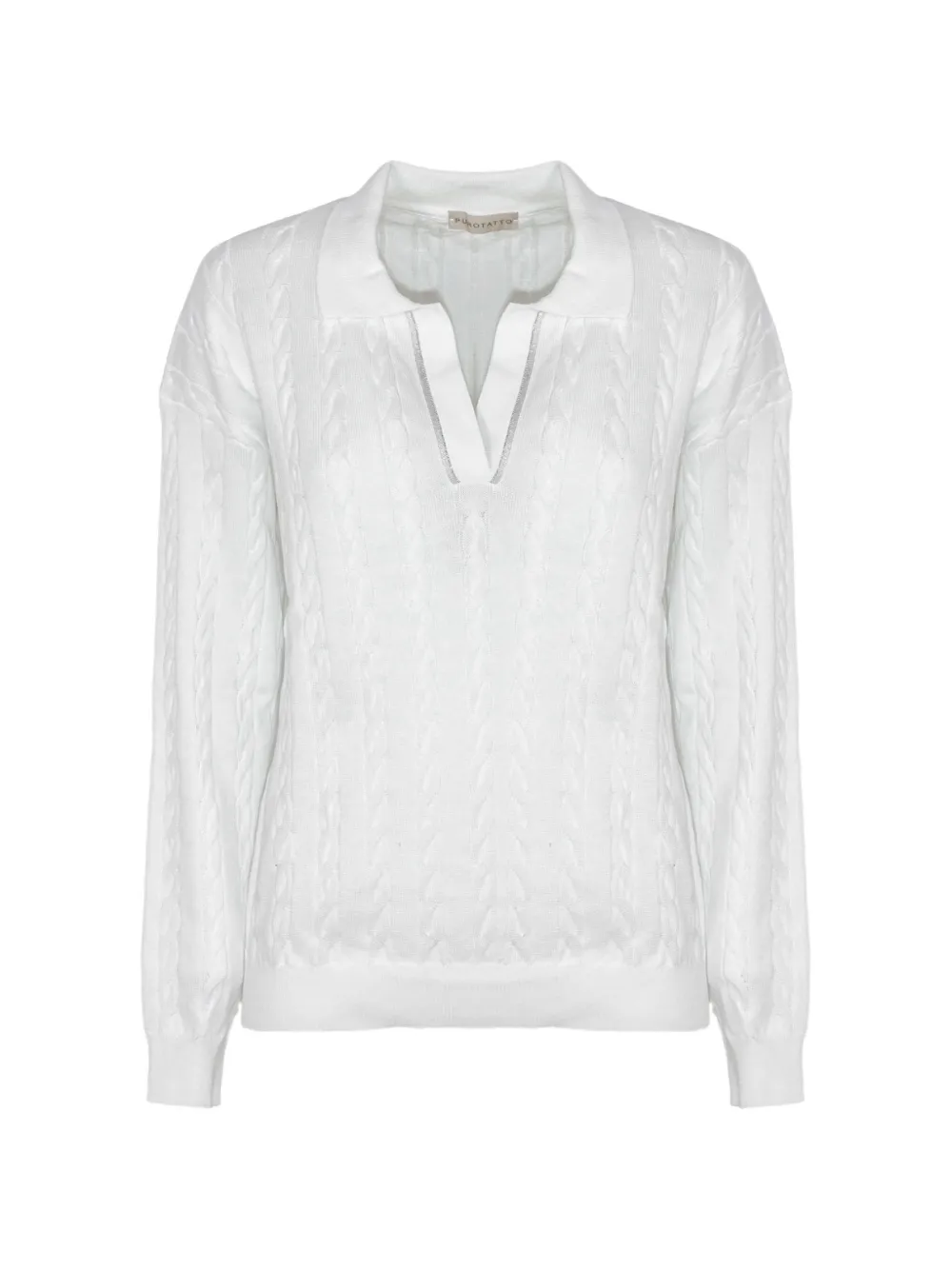 Purotatto v-neck polo top - Weiß