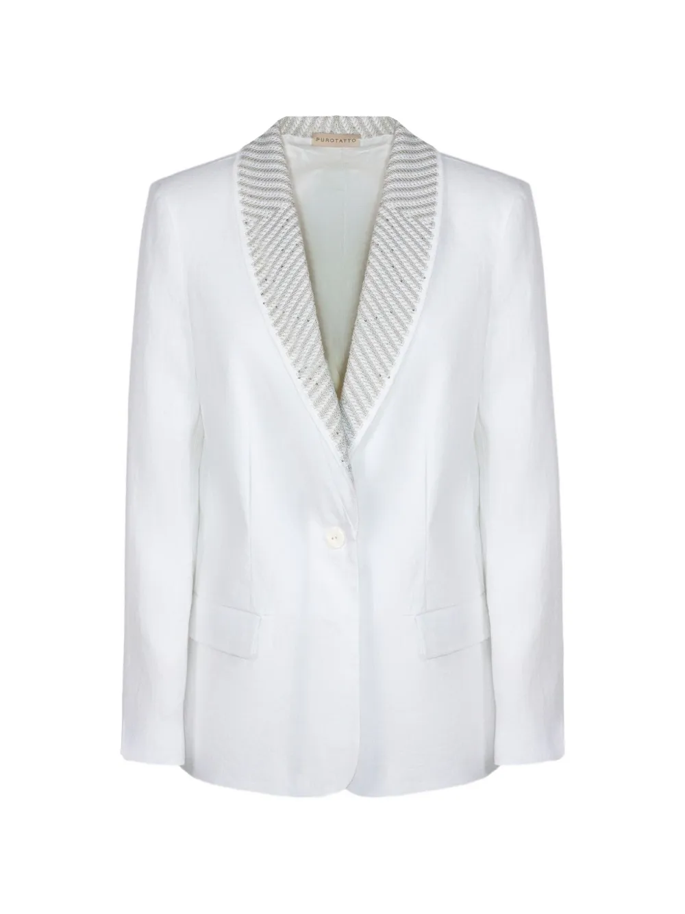Purotatto linen single-breasted blazer - Bianco