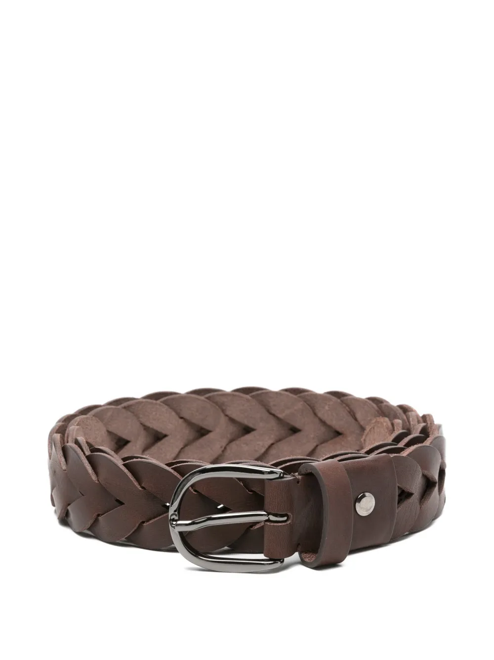 Antonelli Wallace Braided Leather Belt In Brown