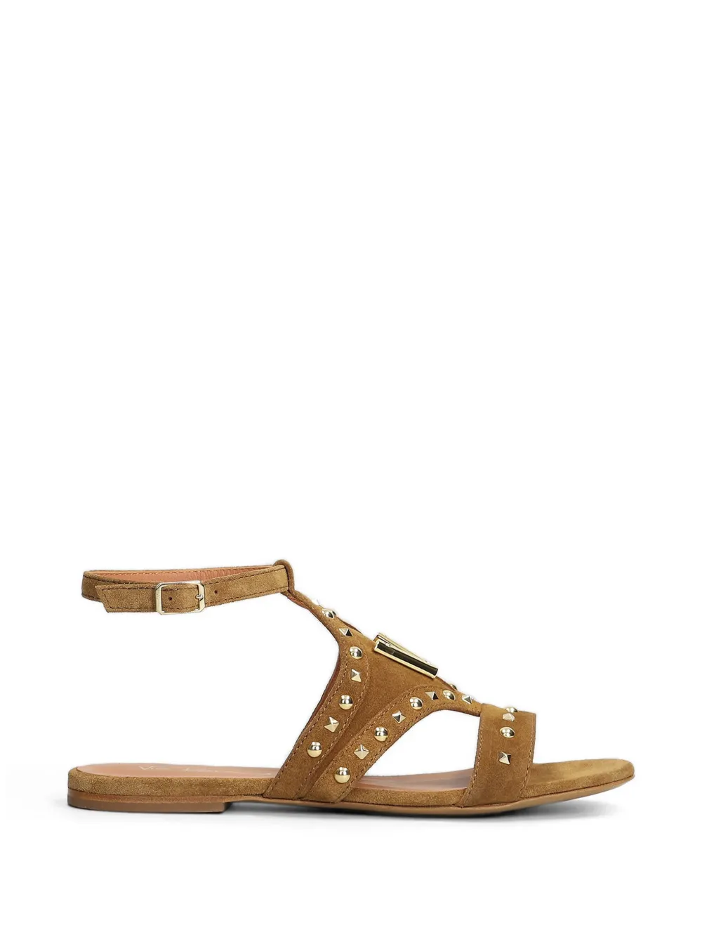 Via Roma 15 studded V-logo sandals Beige