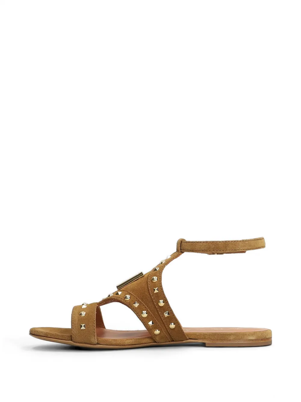 Via Roma 15 studded V-logo sandals Beige