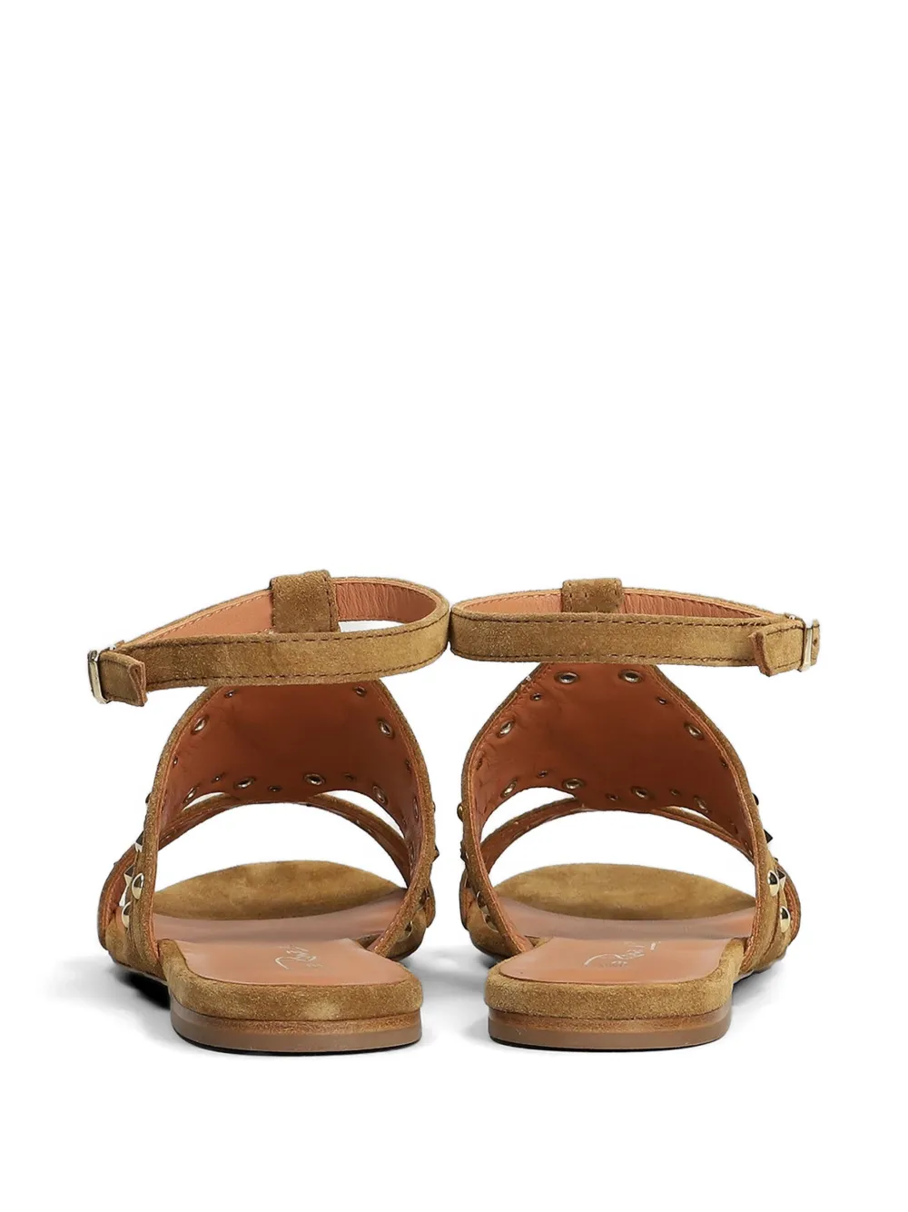 Via Roma 15 studded V-logo sandals Beige