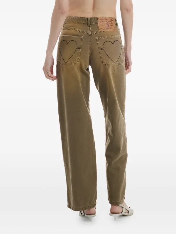 CARNE BOLLENTE Love Pants Forever heart-motif Topstitched Jeans 