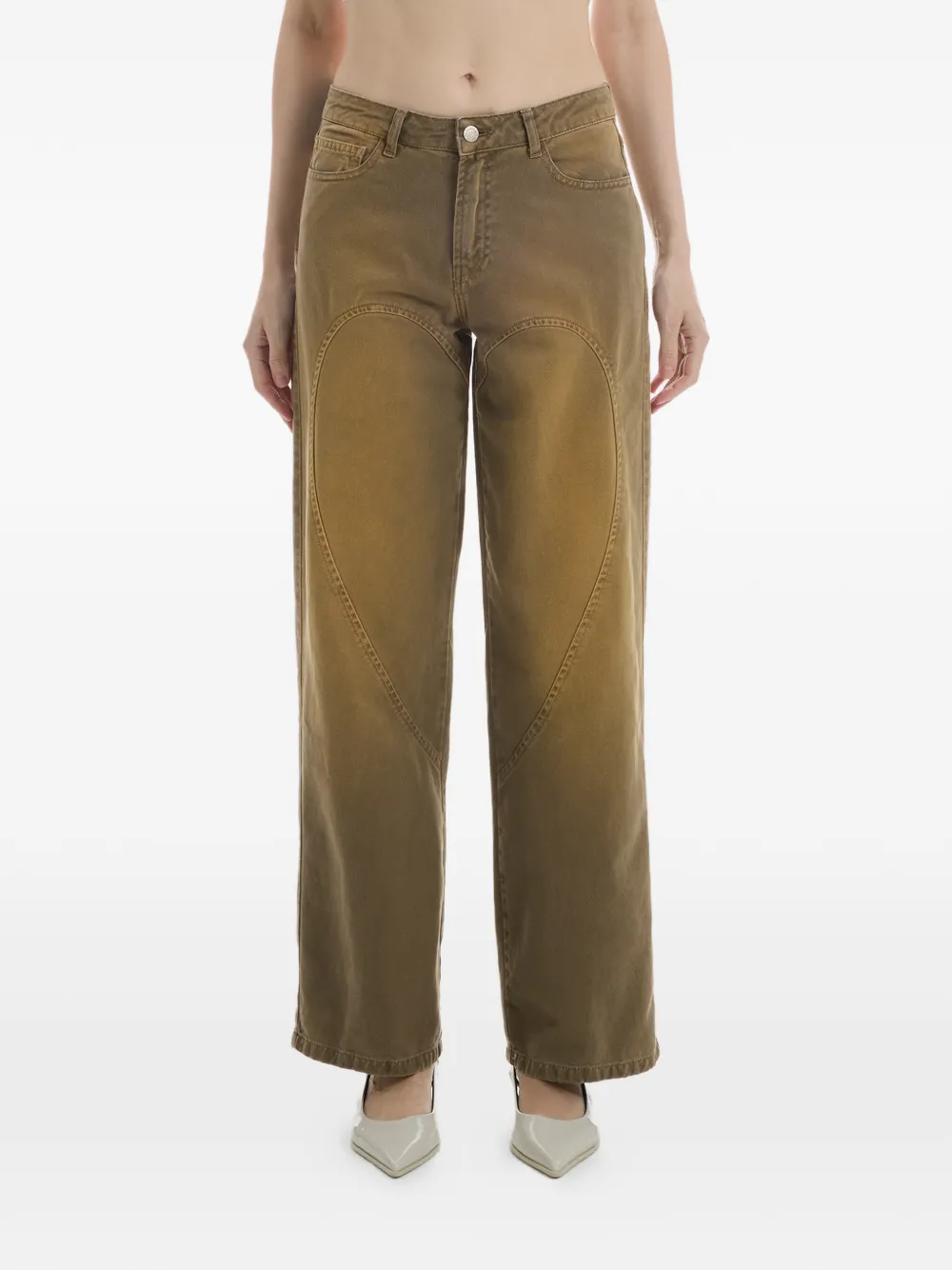 CARNE BOLLENTE Love Pants Forever heart-motif topstitched jeans - Marrone