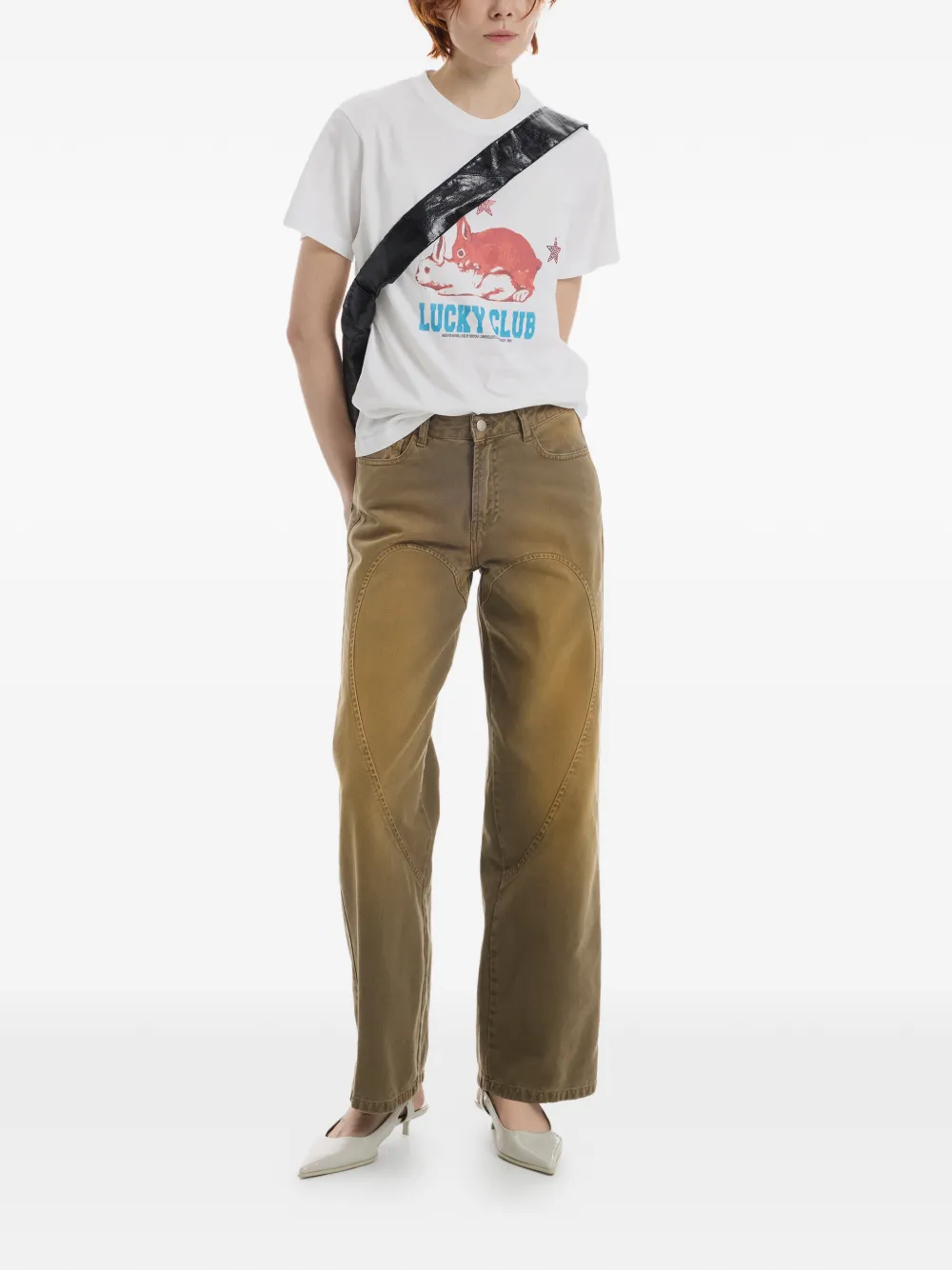 CARNE BOLLENTE Love Pants Forever jeans met stiksels en hartpatroon Bruin