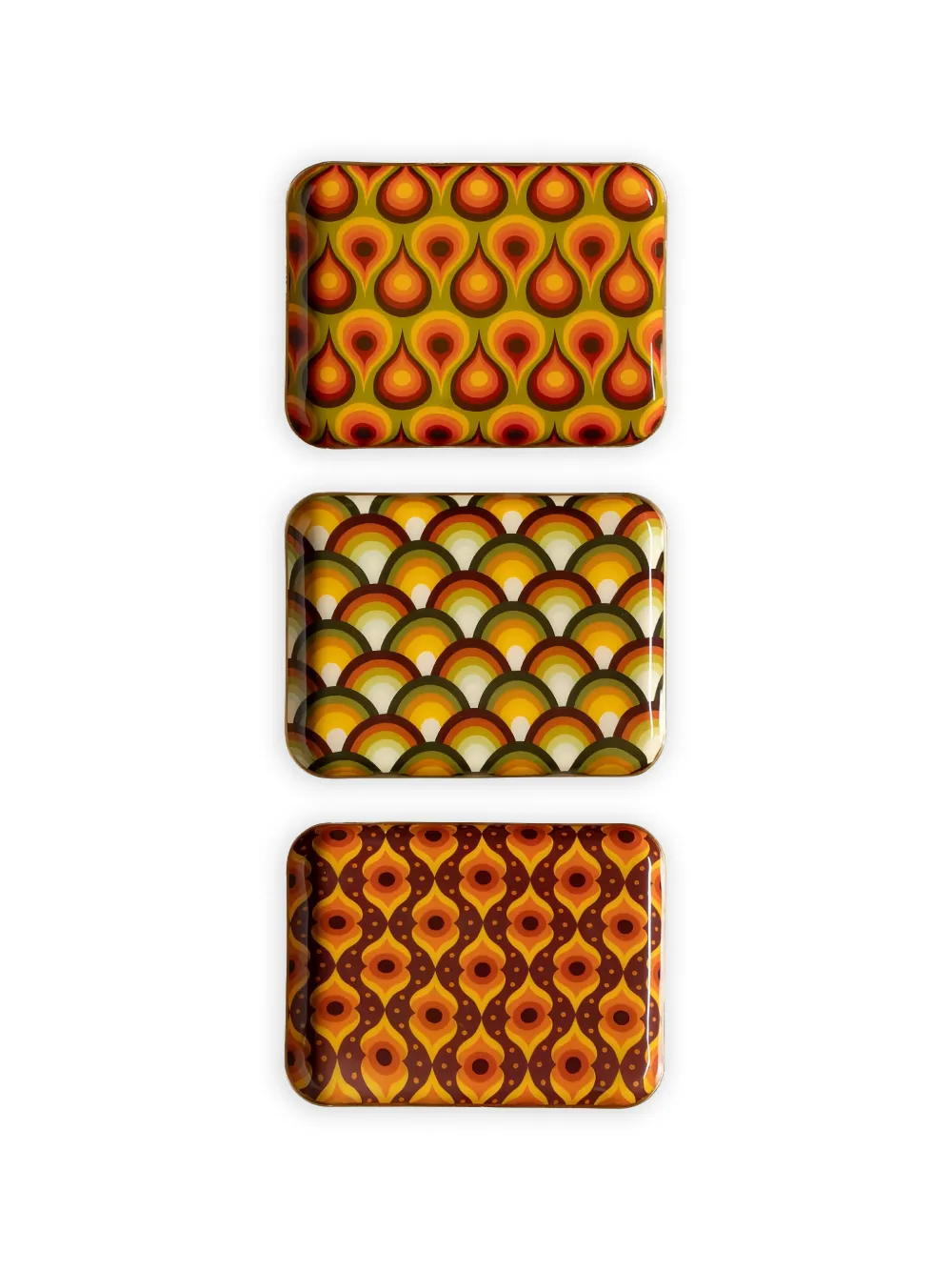 CU I SEEYOU Groovy geometric-print trays (set of three) - Marrone