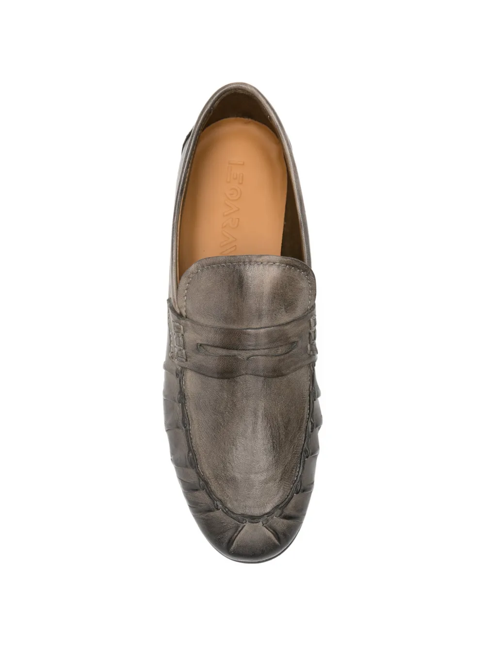 LeQarant gathered leather loafers Grijs