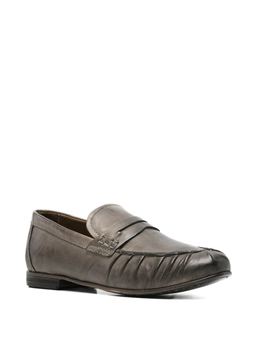 LeQarant gathered leather loafers Grijs