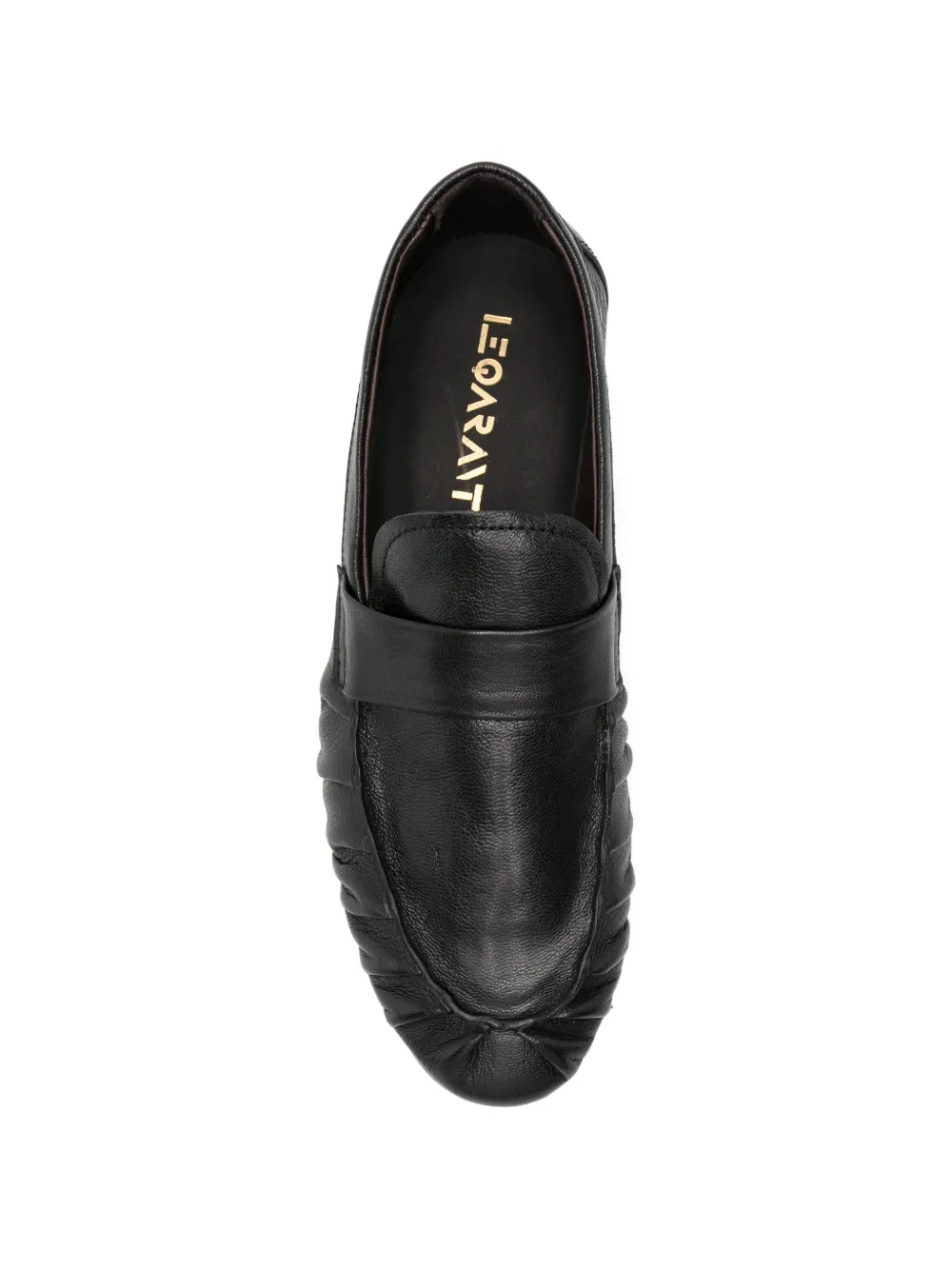 LeQarant ruched leather loafers Zwart