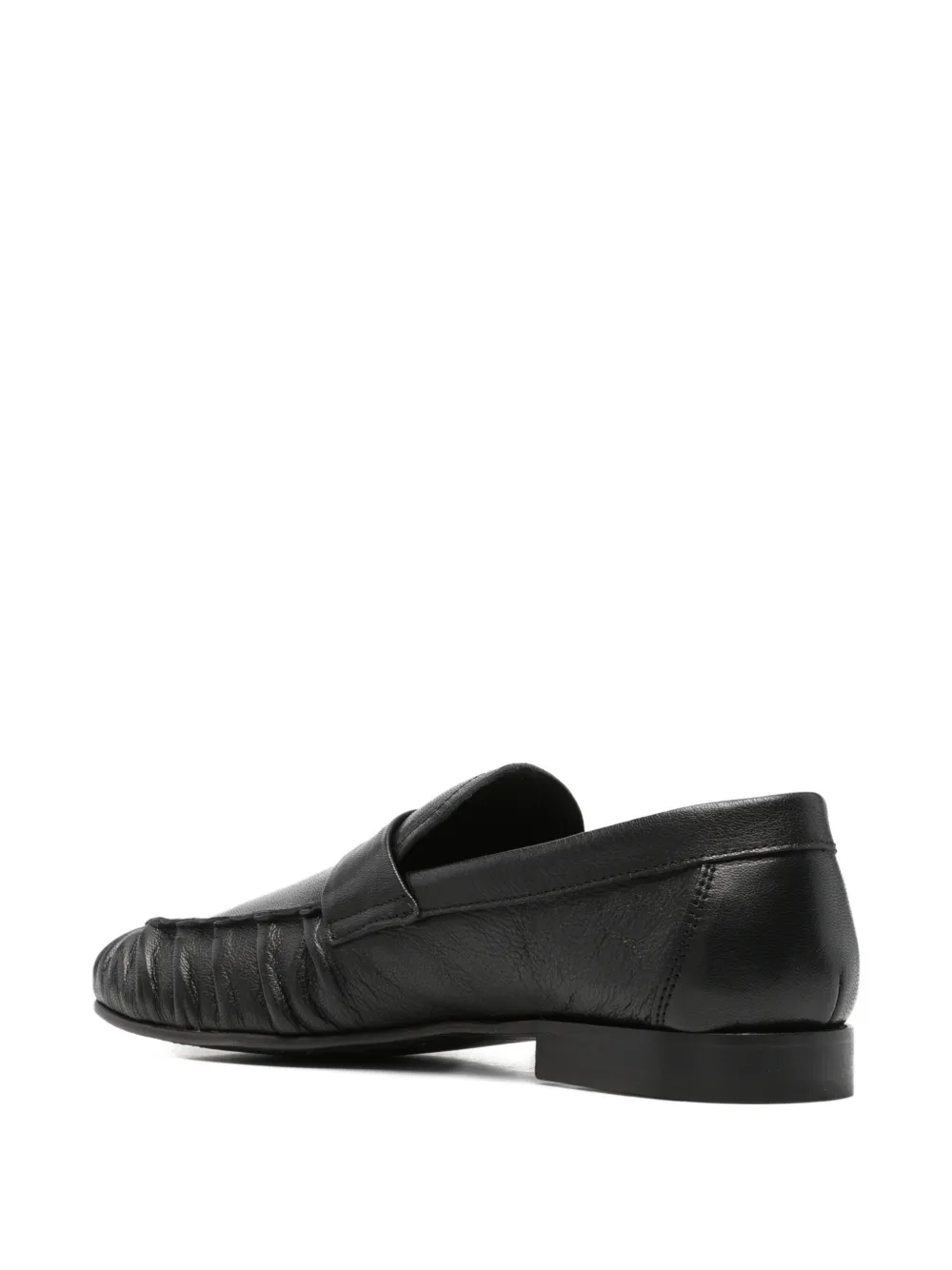 LeQarant ruched leather loafers Zwart