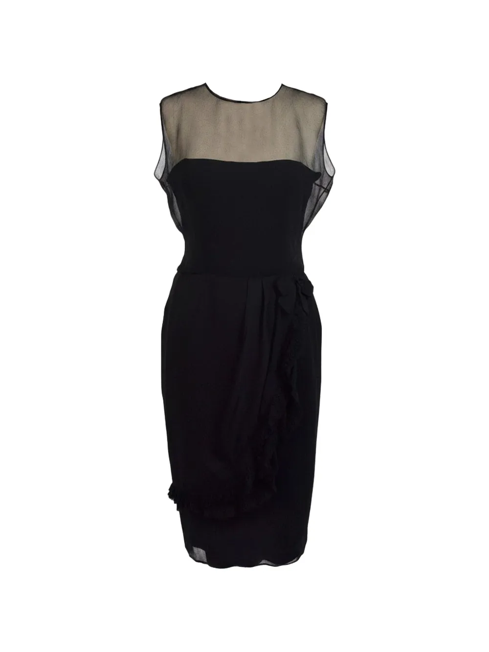 Pirovano Vintage 1960s ruffle-trim sleeveless midi dress - Black