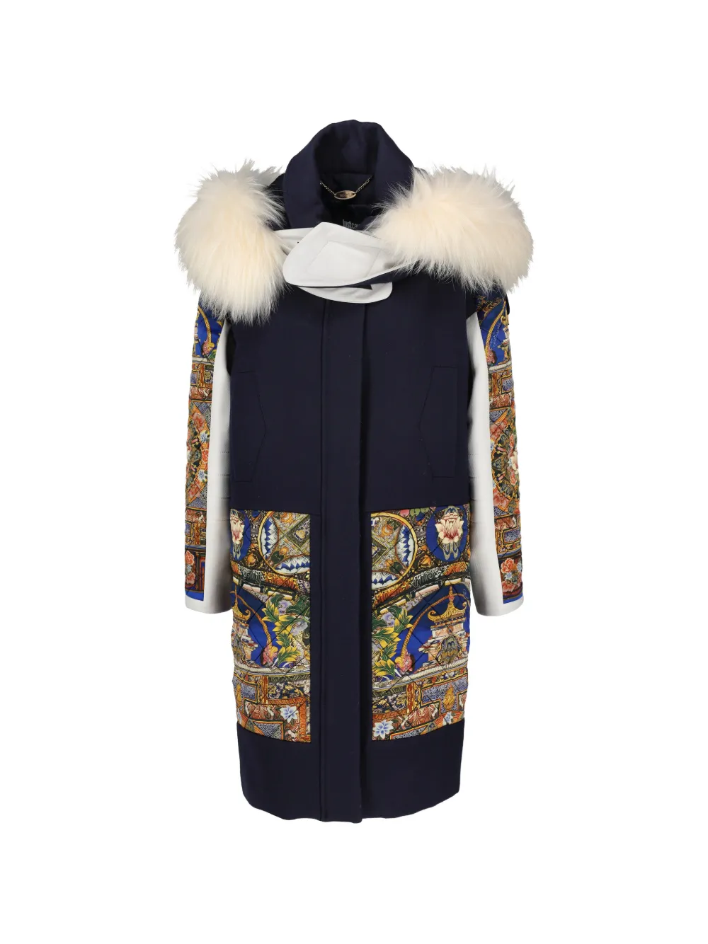 Just Cavalli Vintage graphic-print hooded coat - Blau