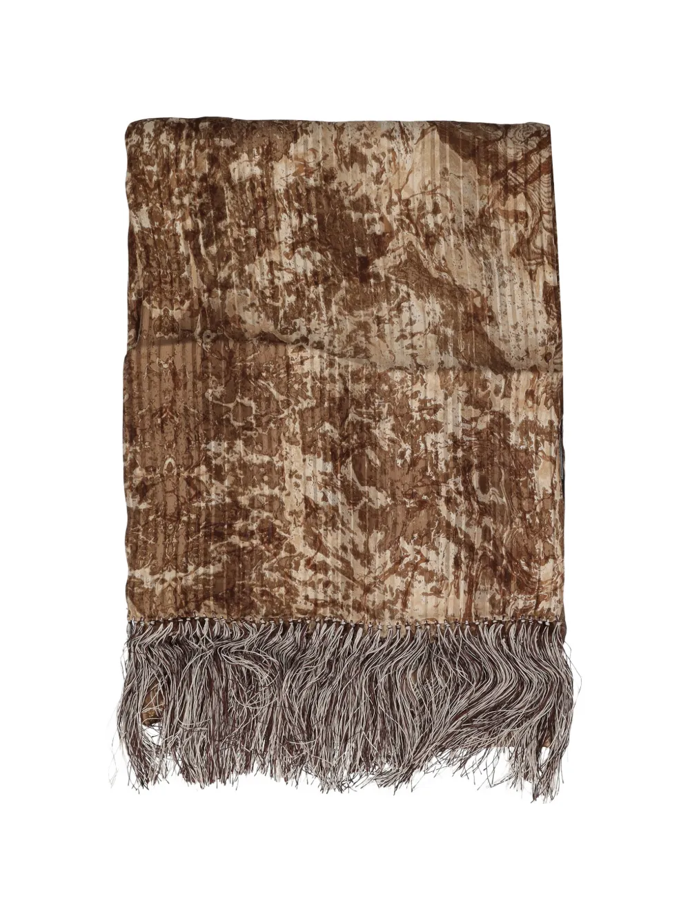 Valentino Garavani Pre-Owned Sciarpa con frange e stampa astratta - Marrone
