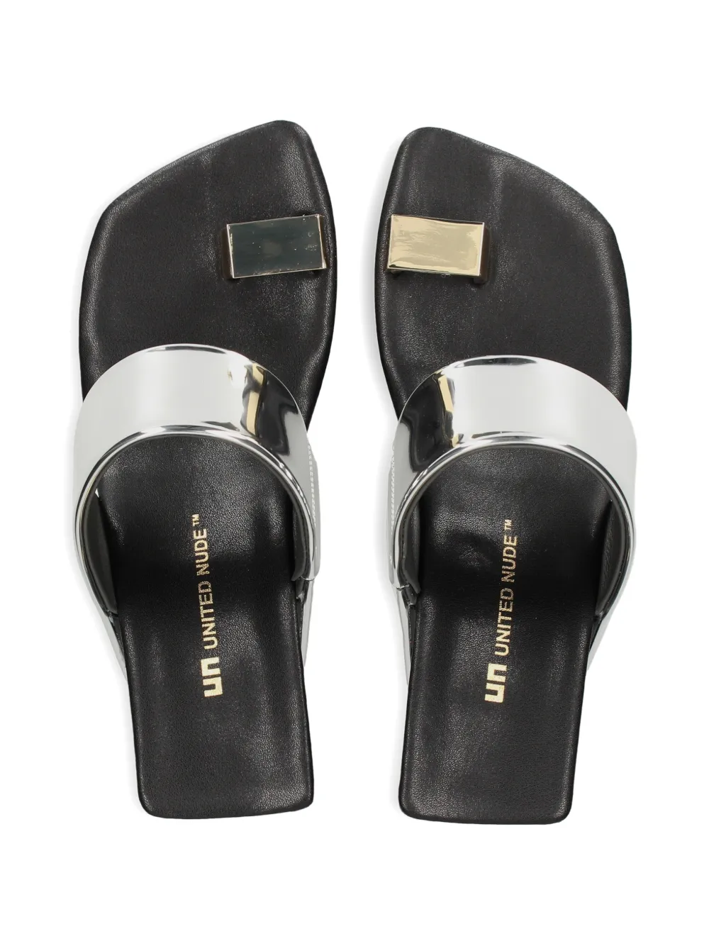 United Nude Loop Toe Hi sandalen met metallic-effect en teenring Zilver