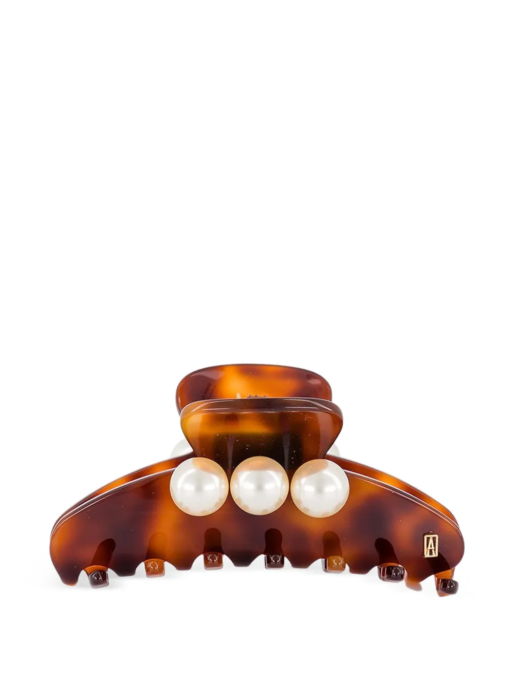 Alexandre de Paris faux pearl-embellished tortoiseshell hair clip - Marrone