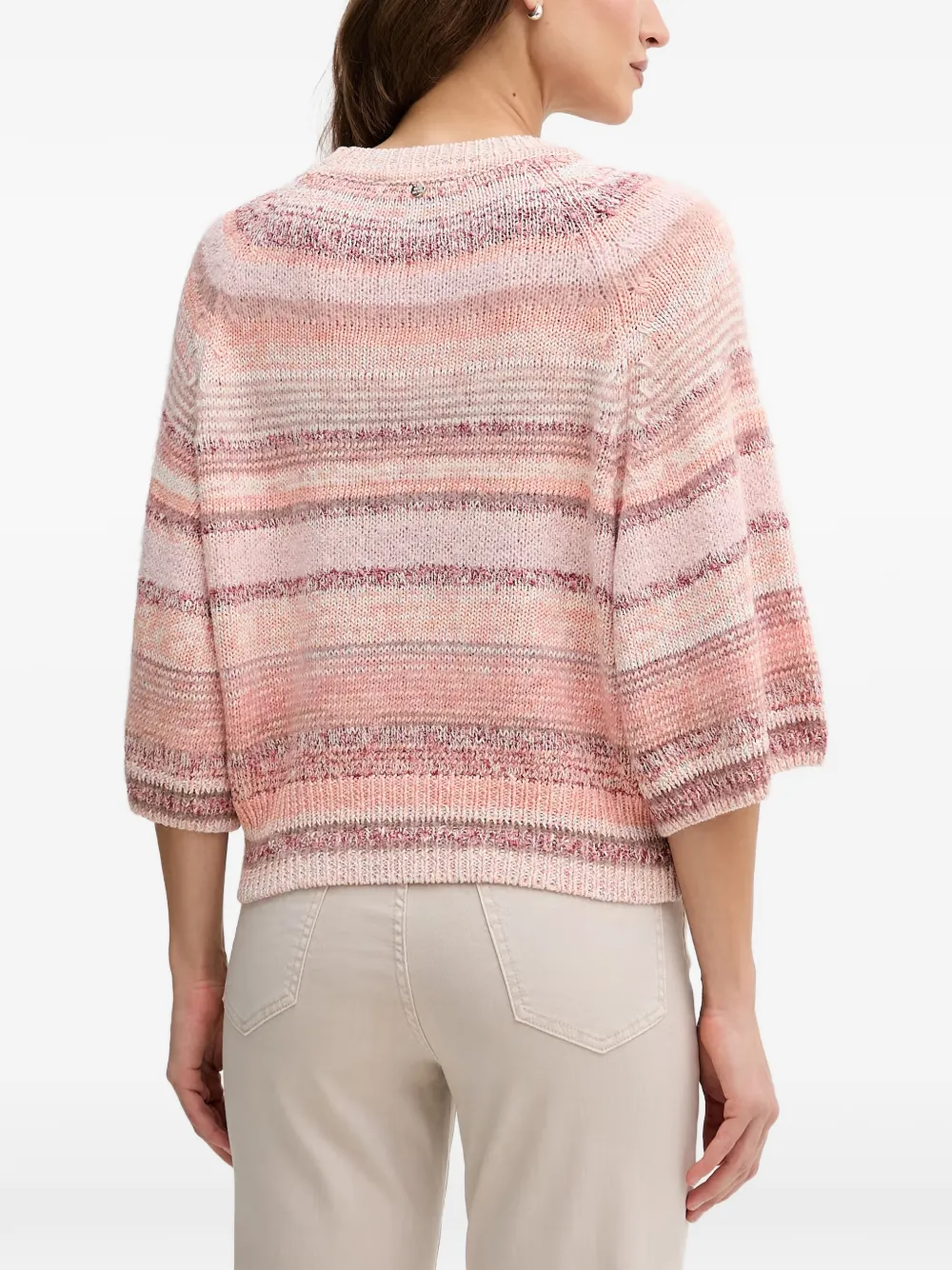 Mos Mosh MMEdele striped raglan-sleeve sweater Roze