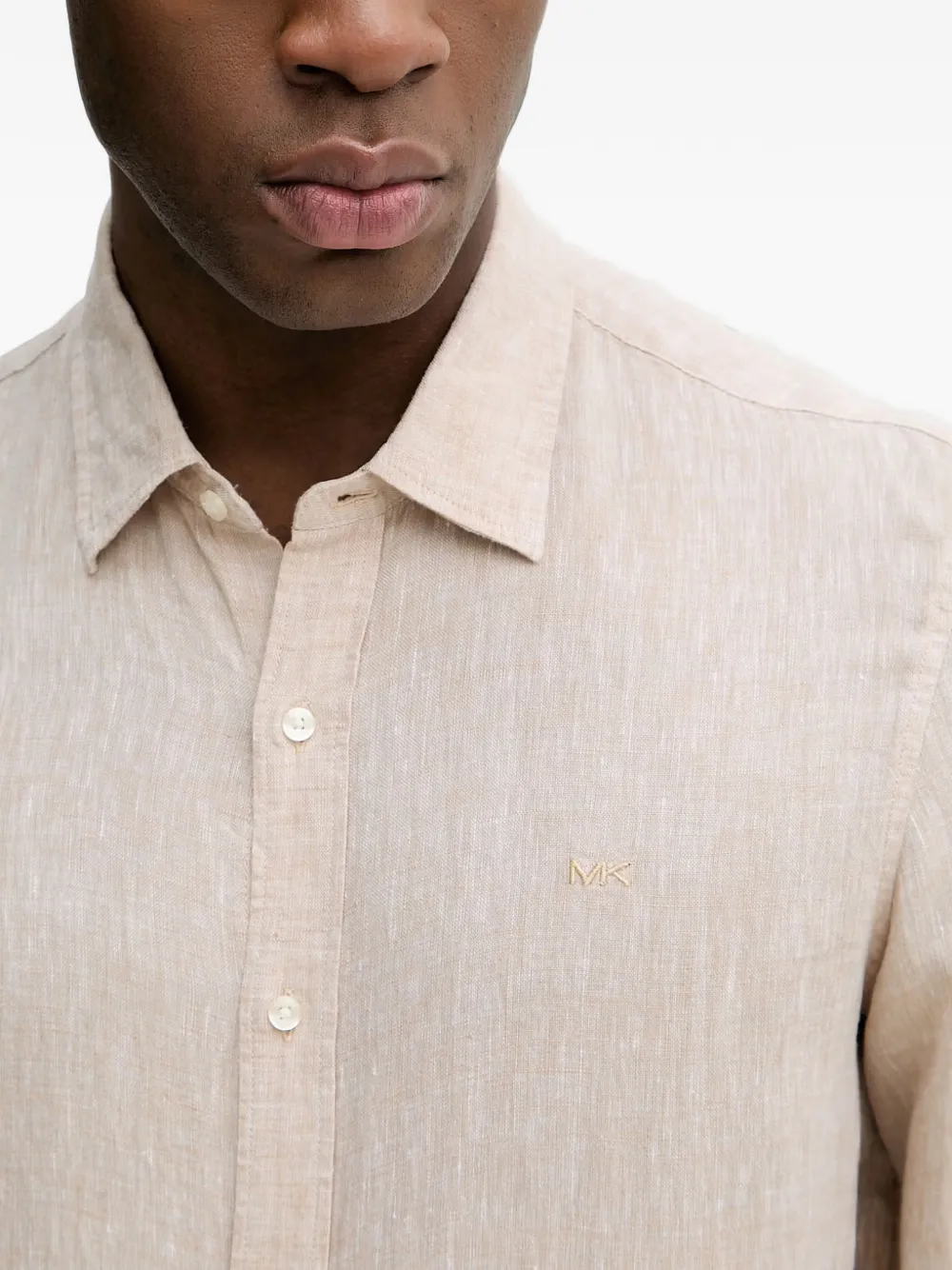 Michael Kors Linnen overhemd met klassieke pasvorm Beige