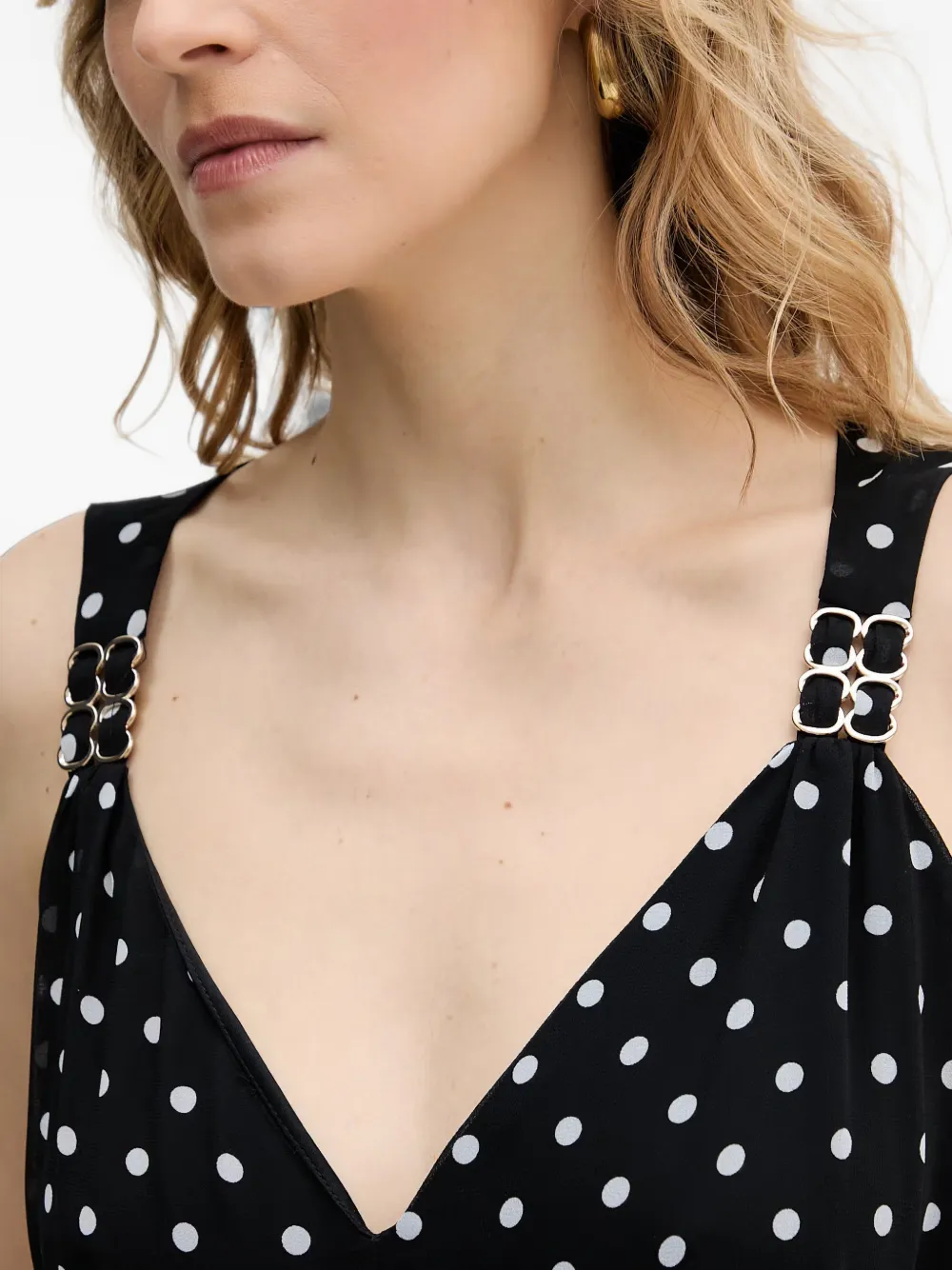 Morgan Geplooide jumpsuit met stippen Zwart