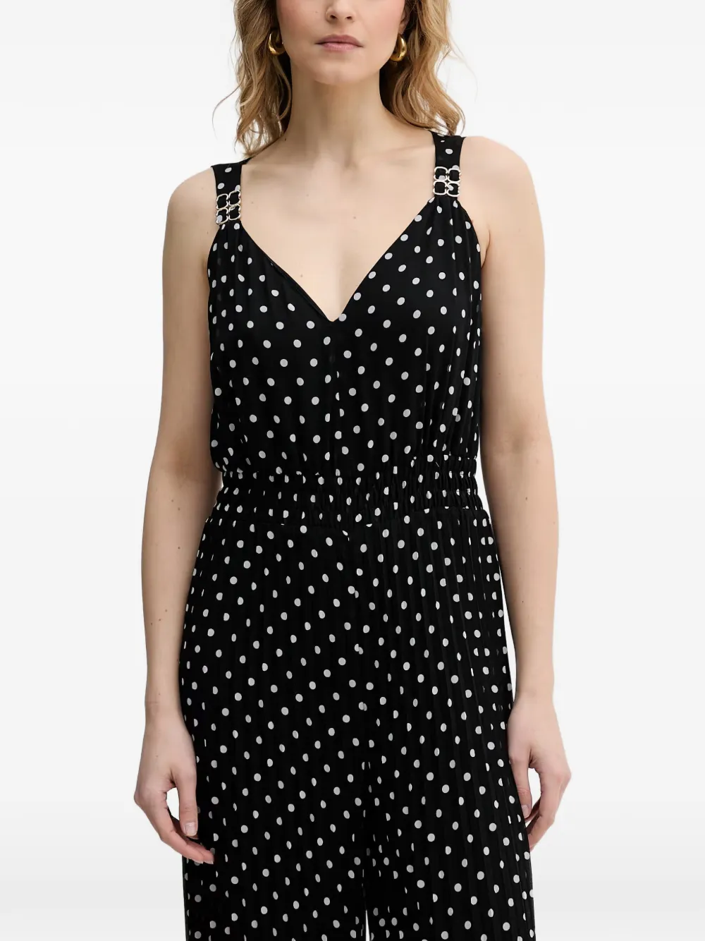 Morgan Geplooide jumpsuit met stippen Zwart