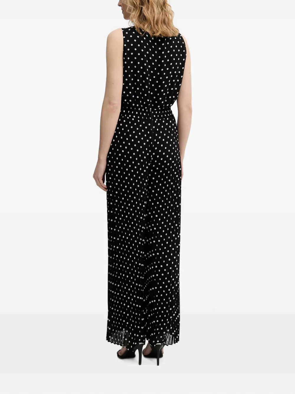 Morgan Geplooide jumpsuit met stippen Zwart