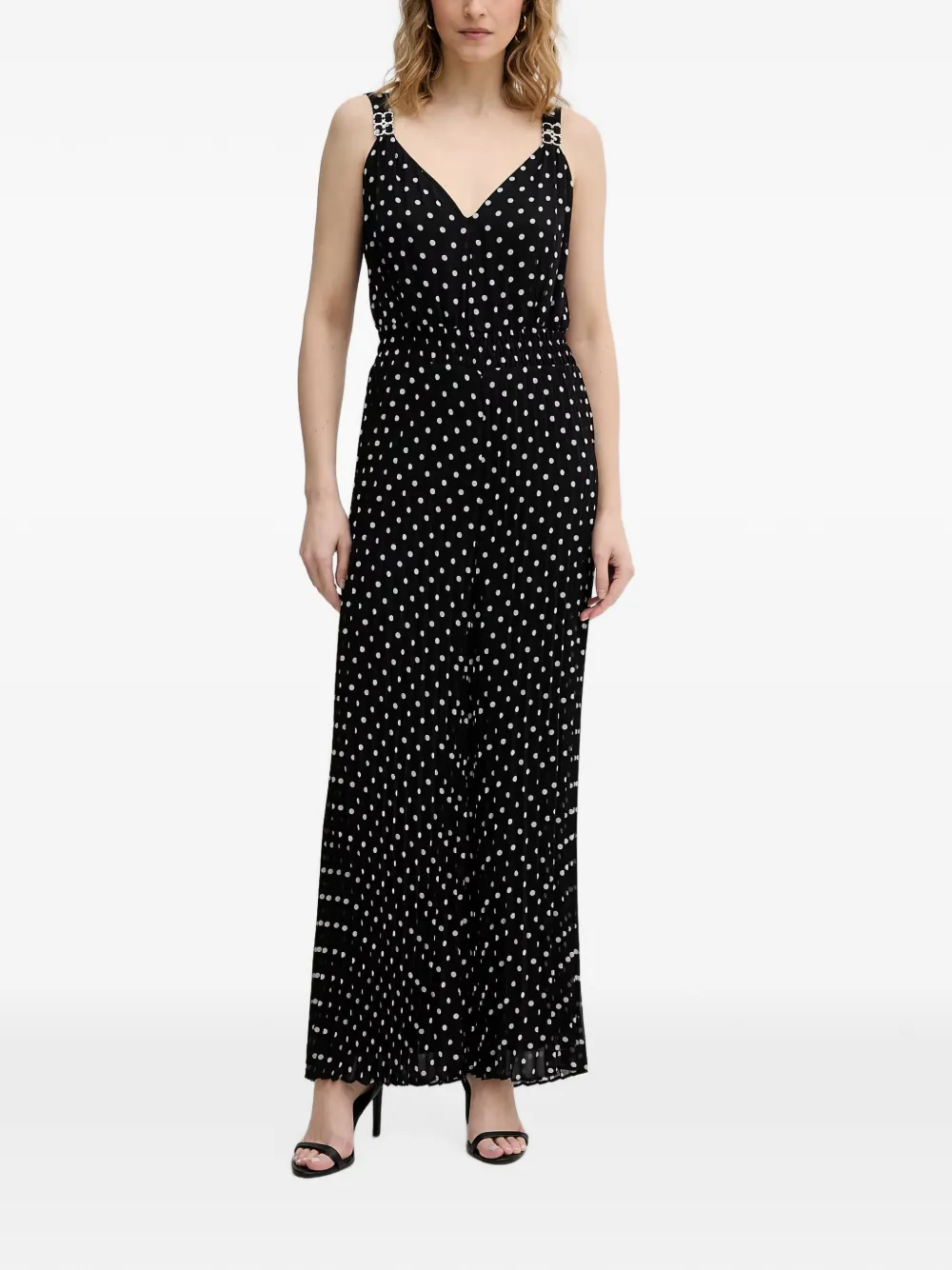 Morgan polka-dot pleated jumpsuit - Nero