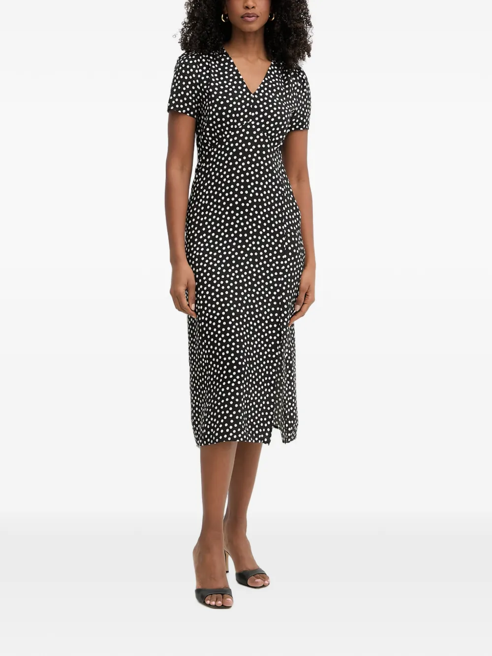 Morgan Midi-jurk met stippen Zwart