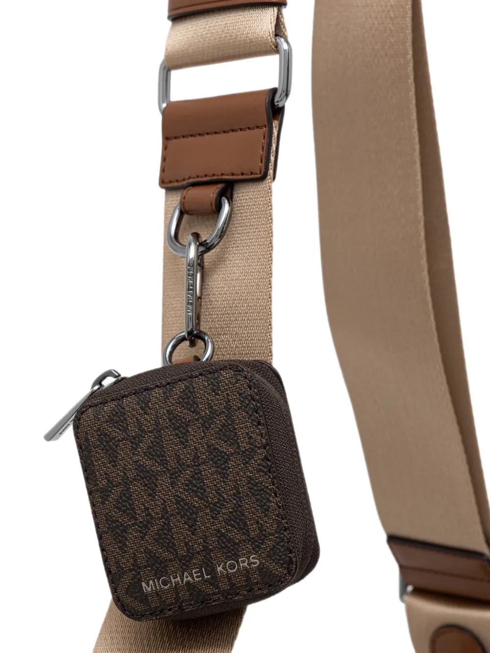 Michael Kors Hudson schoudertas met monogram-print Bruin