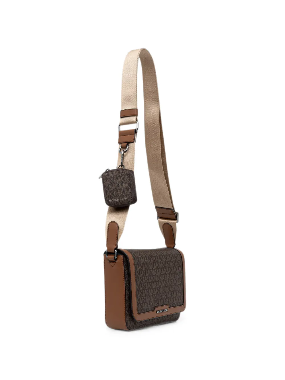 Michael Kors Hudson schoudertas met monogram-print Bruin