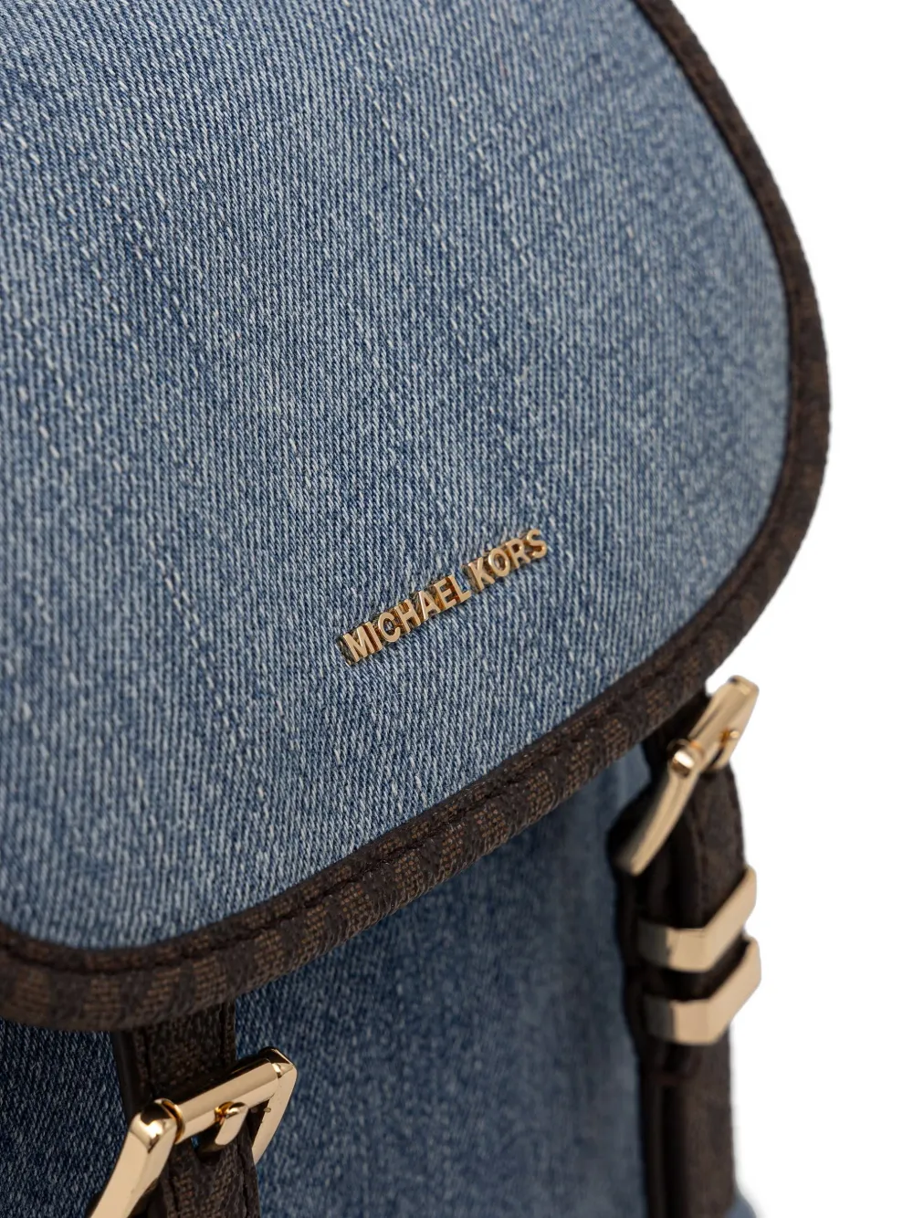 Michael Kors denim buckle-detail backpack Blauw