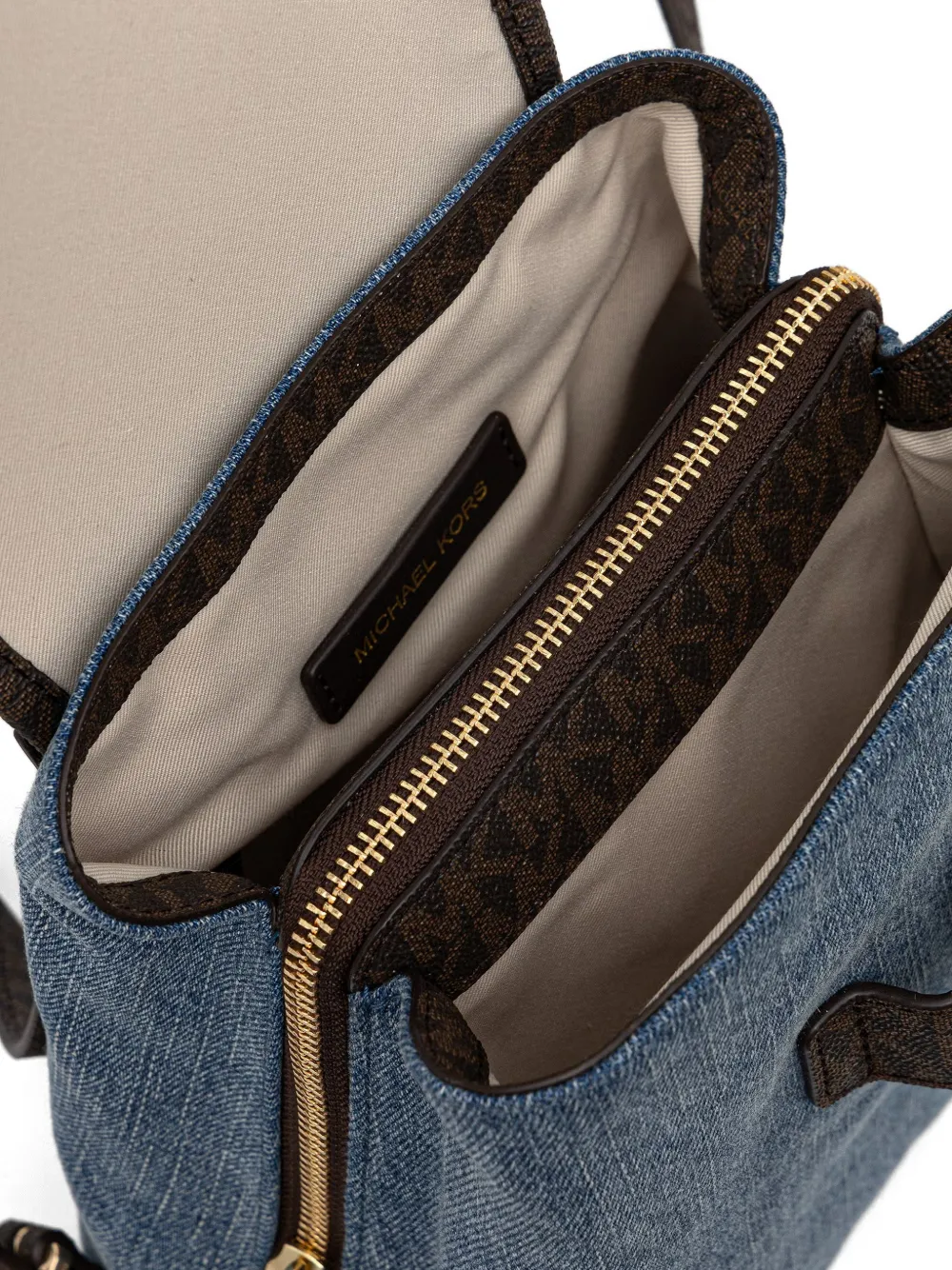 Michael Kors denim buckle-detail backpack Blauw