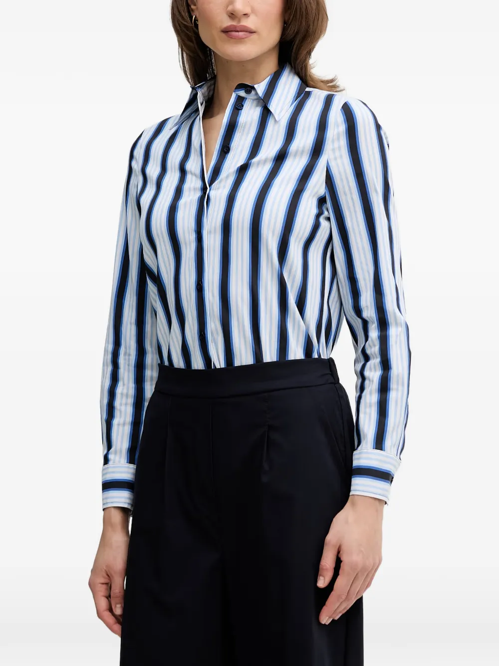 Marc Aurel vertical-stripe long-sleeve shirt