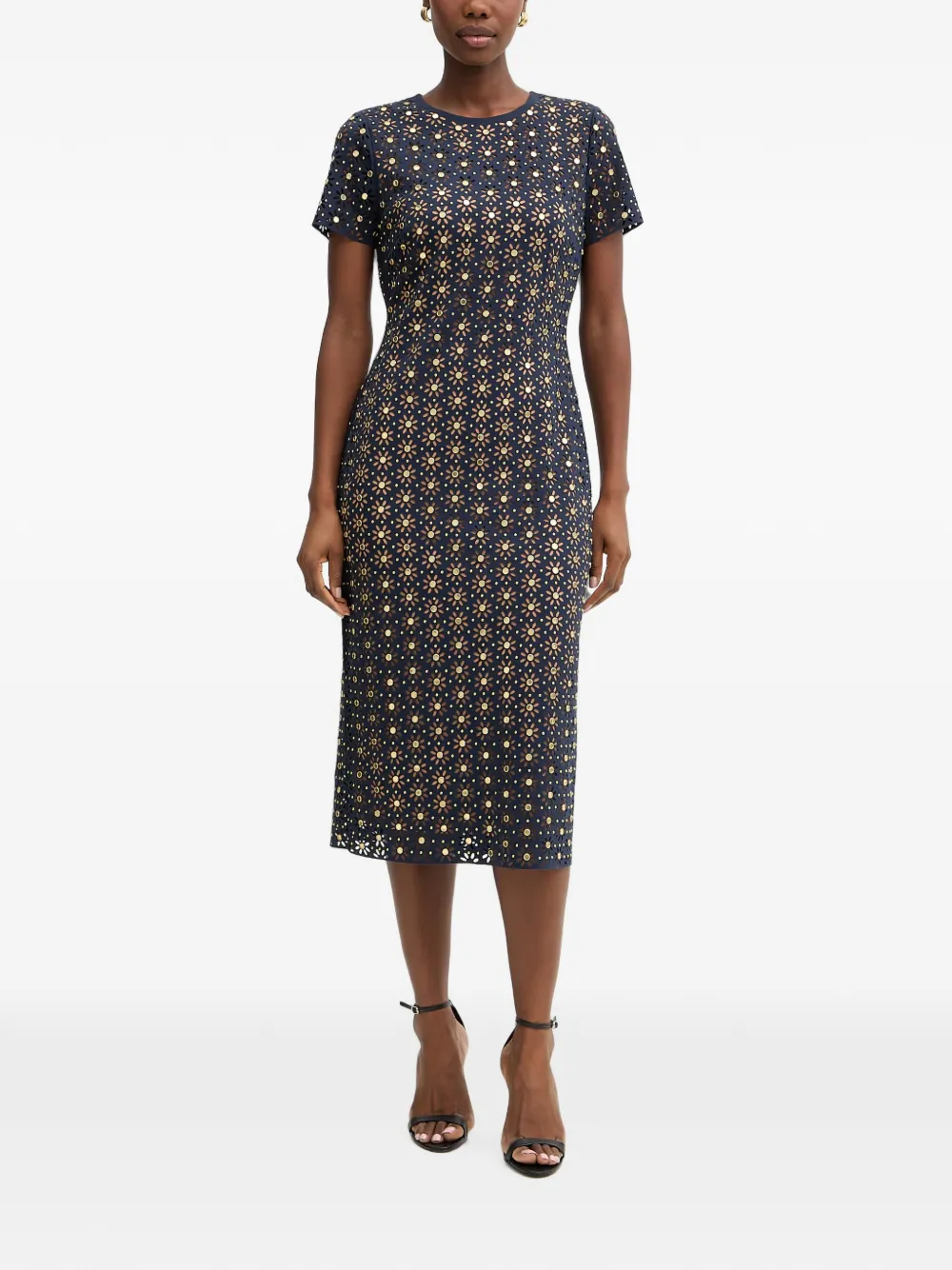Michael Michael Kors laser-cut mirror scuba midi dress