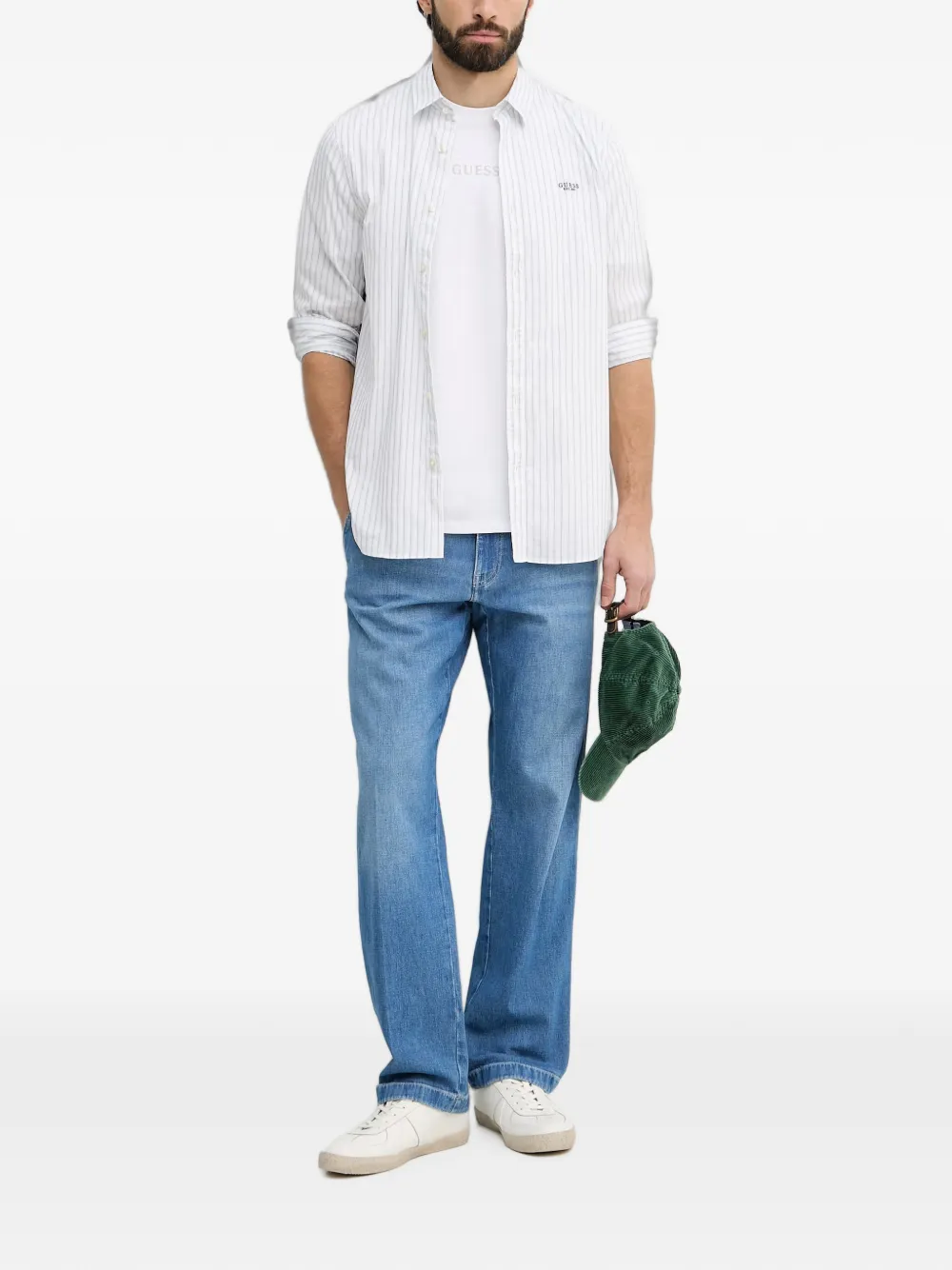 GUESS USA logo-patch straight-leg jeans - Blu