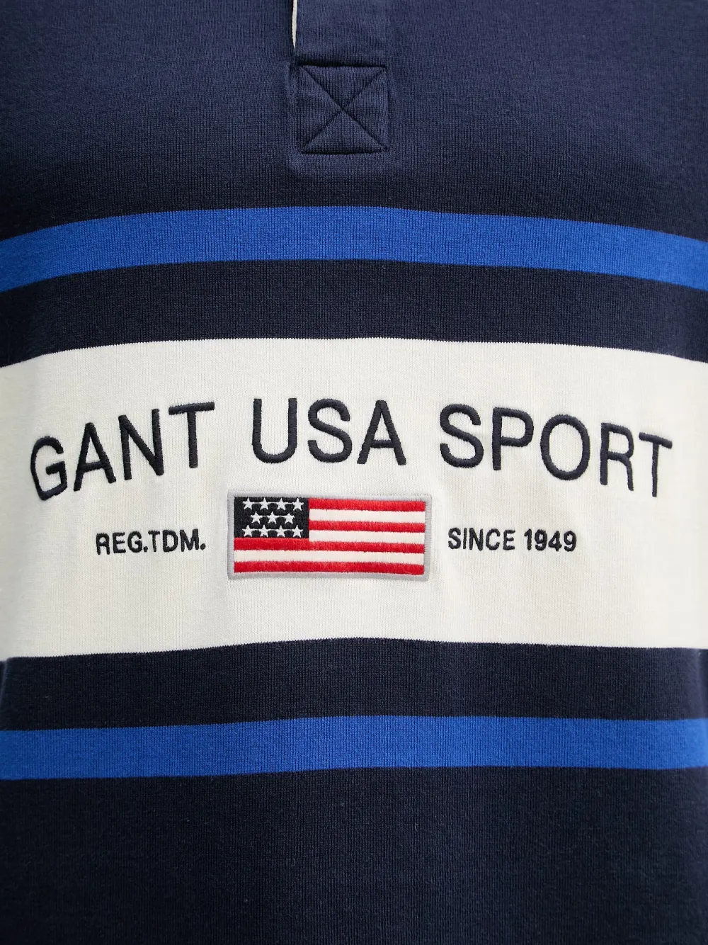 Gant Gestreepte trui met geborduurd logo Blauw