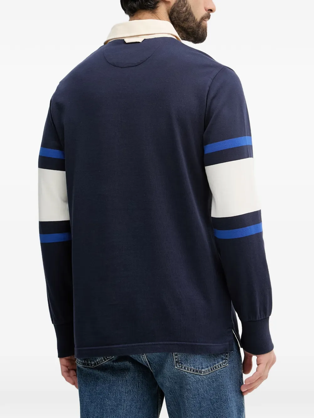 Gant Gestreepte trui met geborduurd logo Blauw