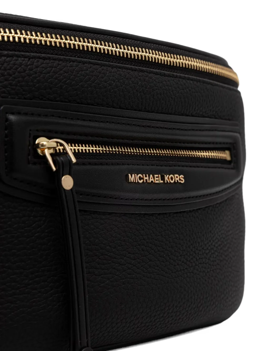 Michael Kors medium logo-plaque pebbled-leather belt bag Zwart