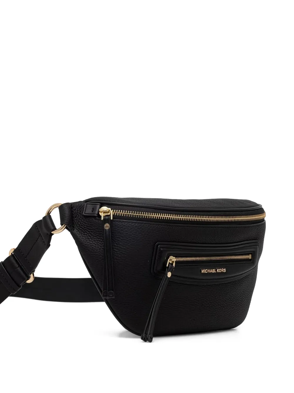 Michael Kors medium logo-plaque pebbled-leather belt bag Zwart