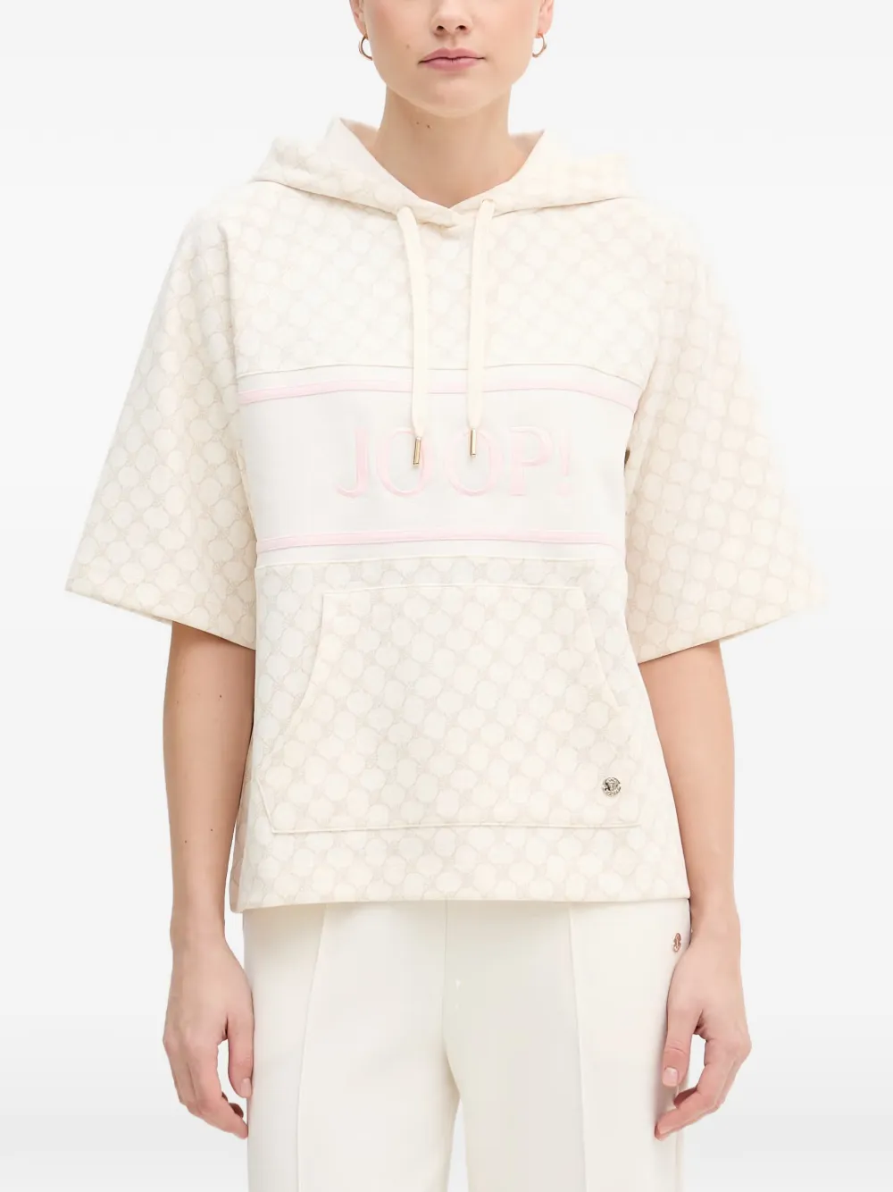Joop! Cornflower logo-embroidered monogram hoodie - Nude