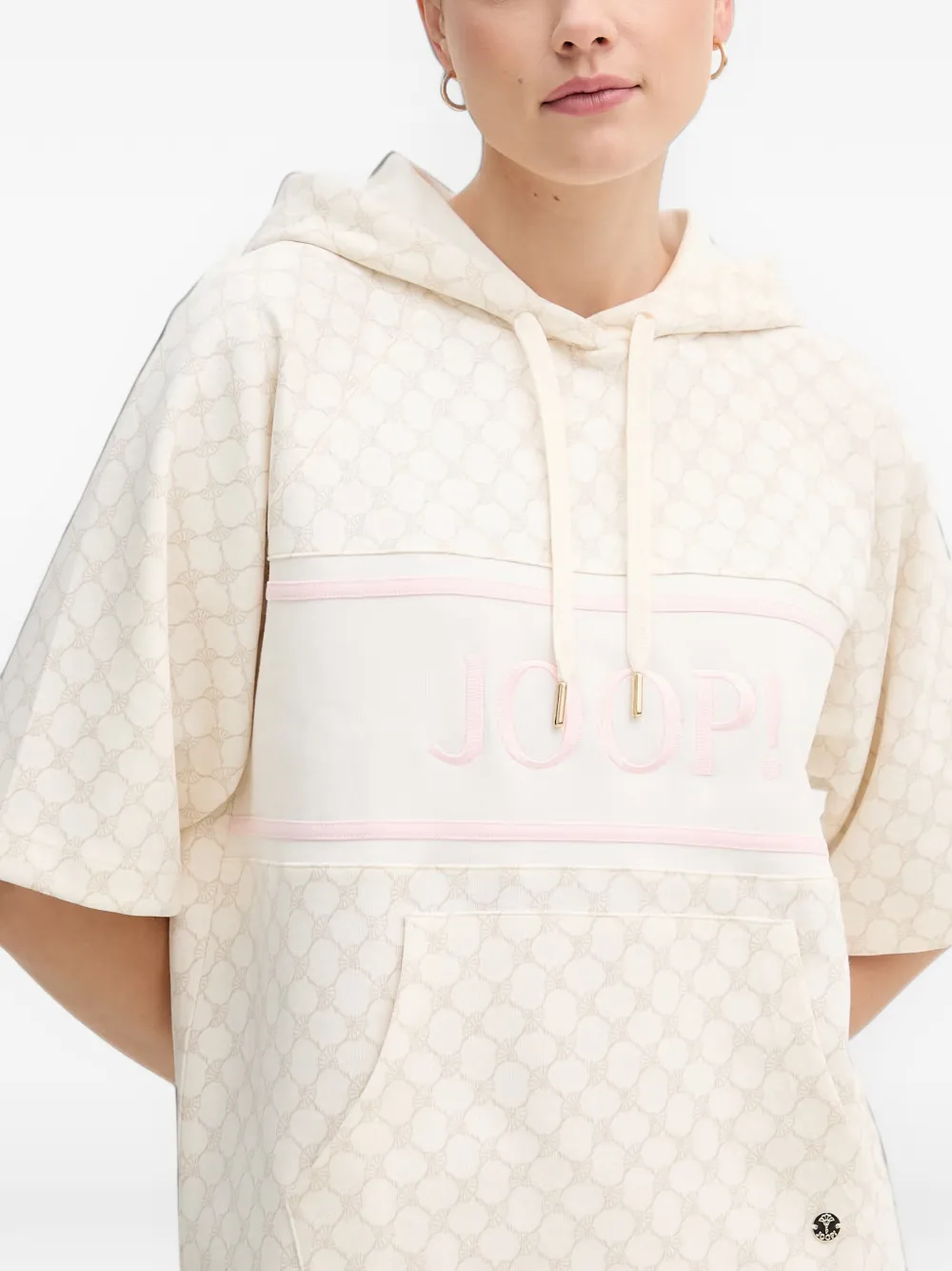 Joop! Cornflower logo-embroidered monogram hoodie Beige